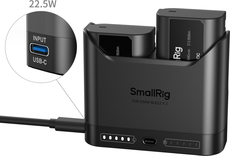 SmallRig 5487 Turbo Charging Kit for DMW-BLK22 Camera Batteries - imagine 2