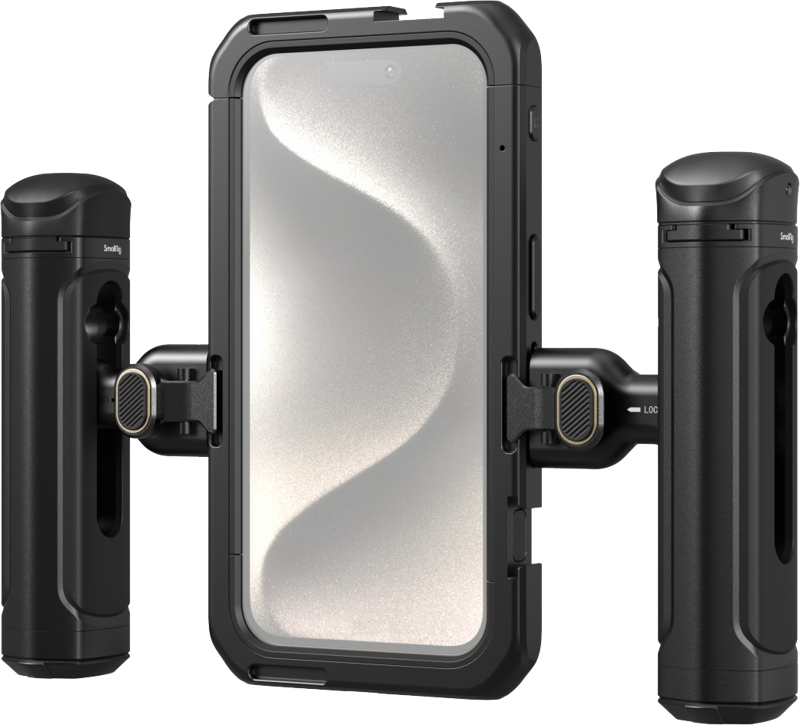 SmallRig 4397 Mobile Video Kit (Dual Handheld) for iPhone 15 Pro, Carcasa smartphone dedicata video - imagine 3