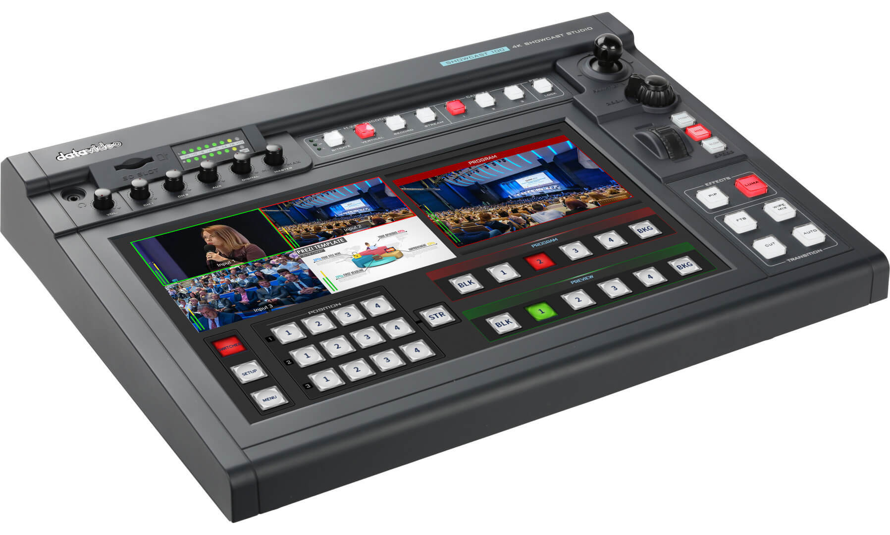 Datavideo BDL-1607 Studio Video Mobil, 3x Camere PTZ 4K, Mixer Video cu Touchscreen, Streaming Integrat, Control Camere, Geanta - imagine 2