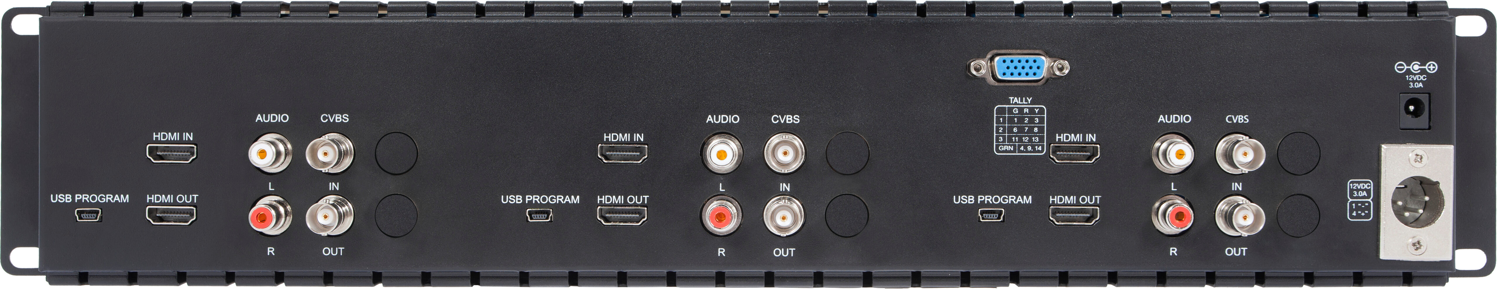 Seetec T51-H Monitor Broadcast Triplu, Format Rack 2RU, 3x Ecrane LCD 5 Inch, Intrari HDMI si CVBS, Tally Light 3 Culori - imagine 4