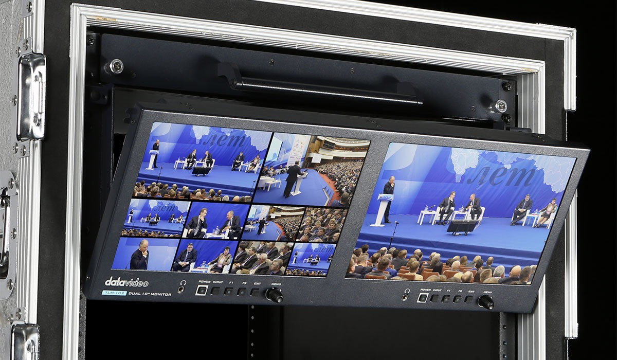 Datavideo TLM-102 Monitor Dual 10.1 inch Rack 4RU, Rezolutie 1280x800, 3G-SDI HDMI Loop, Cross Conversion, Waveform Vector Scope - imagine 2