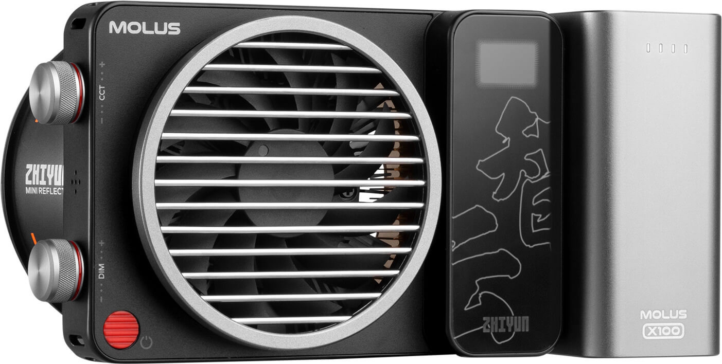 Zhiyun Molus X100 Pro Kit Lampa Video COB, Putere 100W, Bi-Color 2700K-6500K, Grip Baterie, Adaptor Bowens, Softbox Inclus - imagine 4