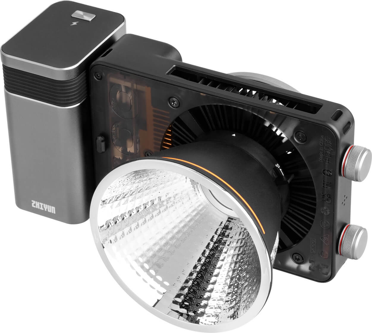 Zhiyun Molus X100 Pro Kit Lampa Video COB, Putere 100W, Bi-Color 2700K-6500K, Grip Baterie, Adaptor Bowens, Softbox Inclus - imagine 5