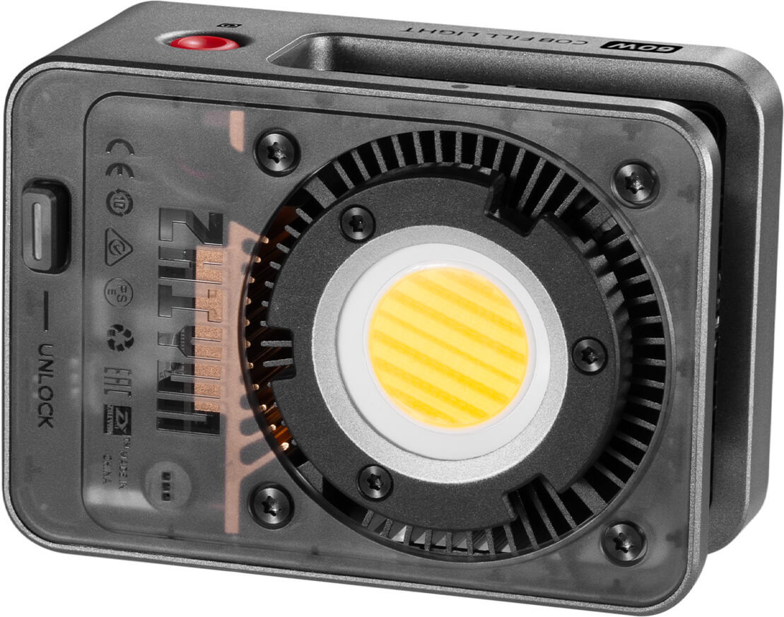 Zhiyun Molus X60 COB Light Lampa LED 60W, Bi-Color 2700K-6500K, 2680 lux, CRI 95, Ultra-compacta 313g, Racire DynaVort MKII - imagine 2