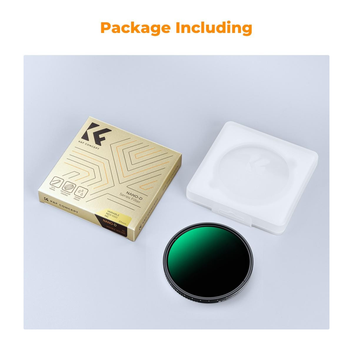 K&F CONCEPT 72MM, ND3-1000, ultra-thin variable ND, Waterproof, Green Coated, Filtru Filet ND - imagine 7