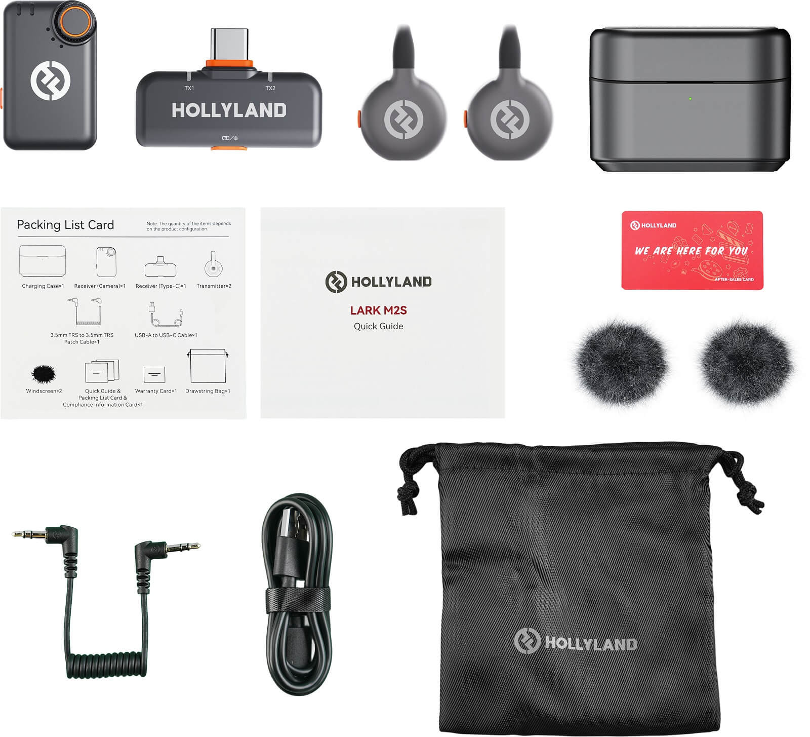 Hollyland LARK M2S Mini Combo Lavaliere wireless, Sunet 24-bit, Anulare Zgomot, USB-C, Autonomie 30h, Compacte 7g, Space Gray - imagine 2