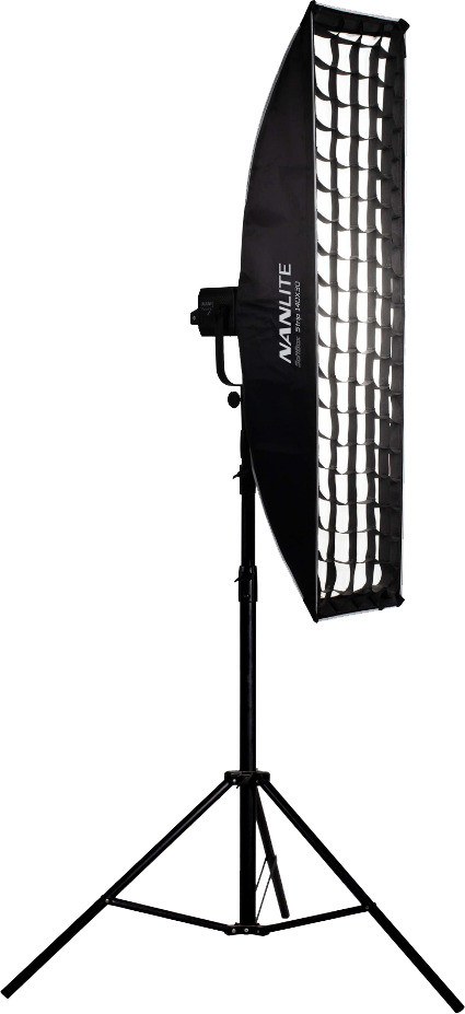 Nanlite Fabric Grid pentru Strip Softbox 140 x 30 cm, Grila Textila, Unghi Fascicul 50 Grade, Montare Facila, Negru