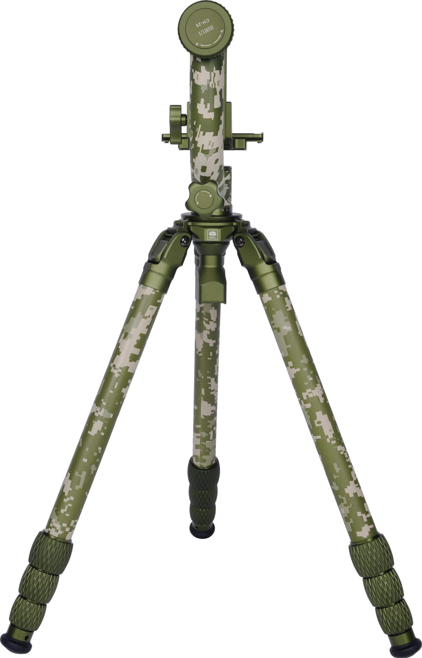 Sirui CT-3204 + CH20 Kit Trepied Carbon si Cap Gimbal Camuflaj, Sarcina 20 kg, Baza Nivelare, Ideal pentru wildlife - imagine 2