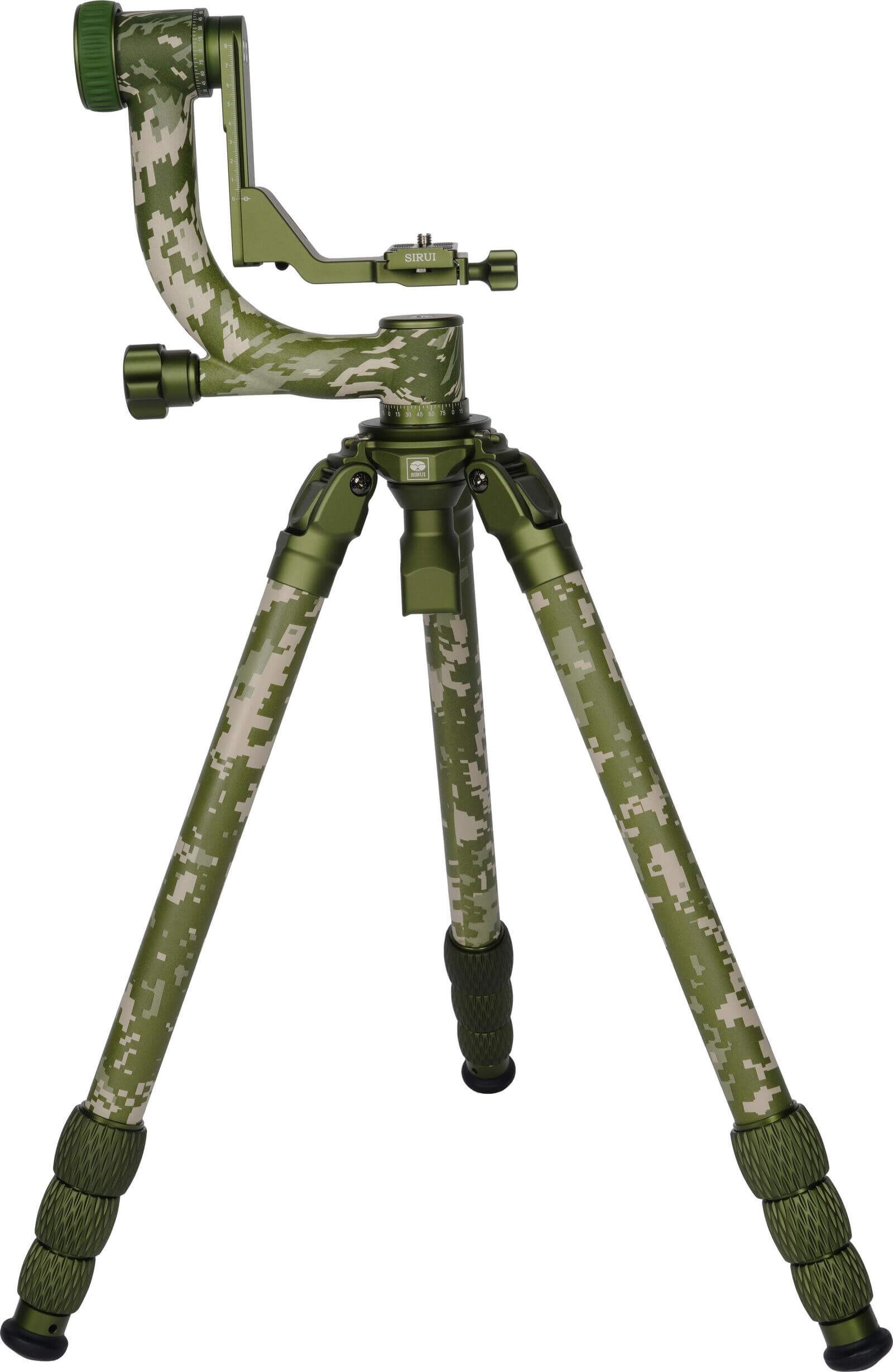 Sirui CT-3204 + CH20 Kit Trepied Carbon si Cap Gimbal Camuflaj, Sarcina 20 kg, Baza Nivelare, Ideal pentru wildlife