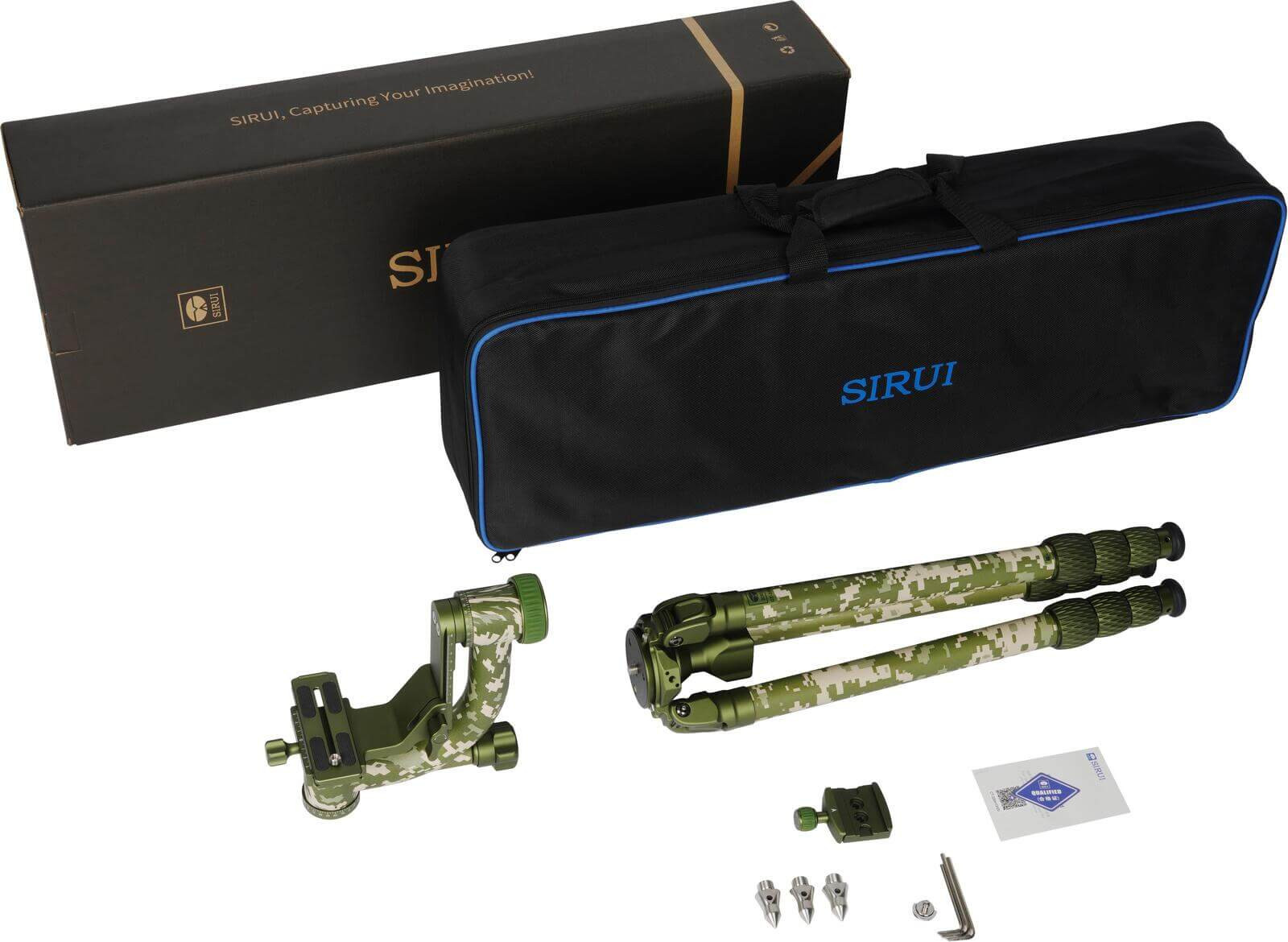 Sirui CT-3204 + CH20 Kit Trepied Carbon si Cap Gimbal Camuflaj, Sarcina 20 kg, Baza Nivelare, Ideal pentru wildlife - imagine 16