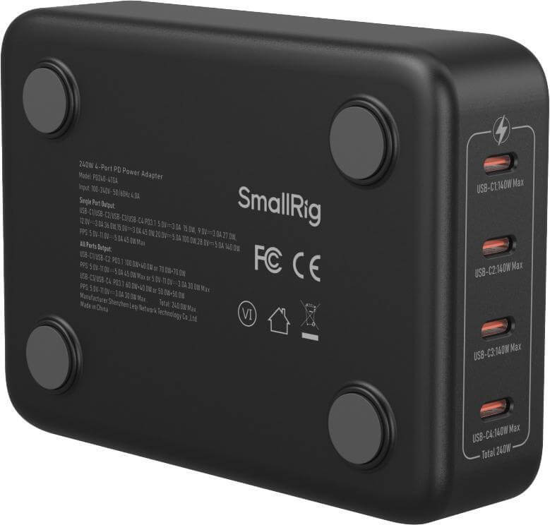 SmallRig 4752 Incarcator PD 240W cu 4 Porturi USB-C, Power Adapter Fast Charge 140W PD 3.1, Pentru Baterii V-Mount, Laptop, Foto - imagine 3