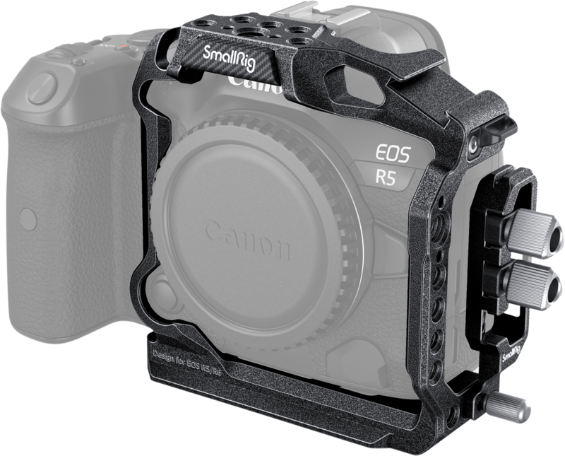 Carcasa camera foto video mirrorless, SmallRig 3656 Black Mamba Half Cage & Cable Clamp For Canon R5/R5 C & R6 - imagine 5