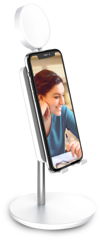 Digipower Shine Light Stand Suport Smartphone cu Lampa LED, 3 Moduri de Lumina, Inclinare 45 Grade, Pliabil, Alimentare USB