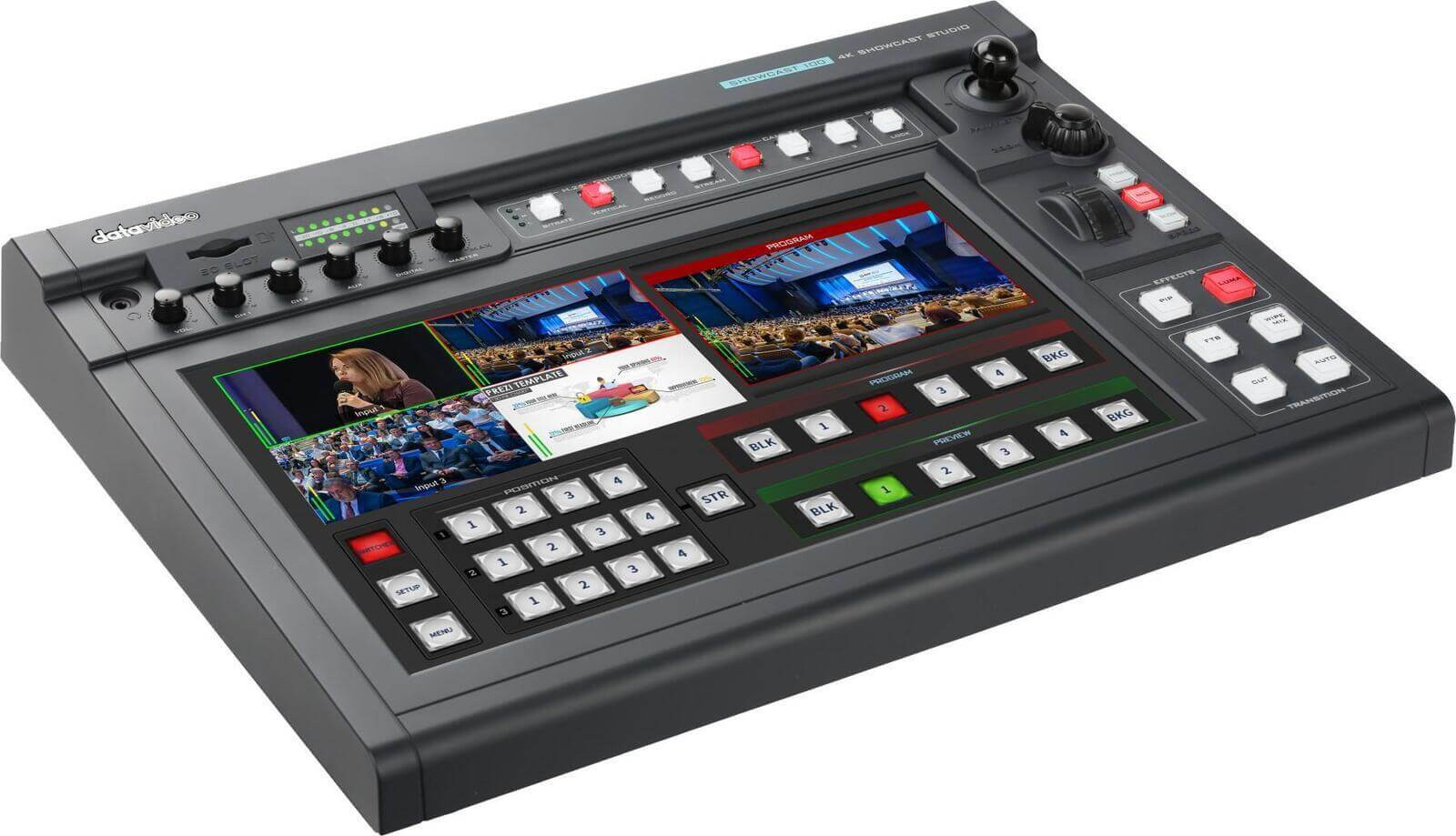 Datavideo Showcast 100 Studio 4K All-in-one, Switcher 4 Canale HDMI, Touchscreen 14", Streaming, Inregistrare si Control PTZ - imagine 2