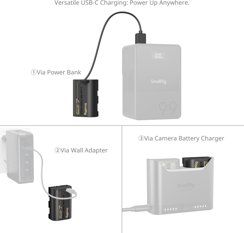 SmallRig 5295 Camera Battery with USB-C Charging for Canon LP-E6P 3 Year Warranty - imagine 4