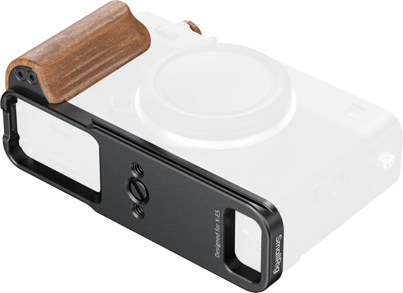 SmallRig 5985 L-Shaped Mount Plate with Wooden Handle for FUJIFILM X-E5 (Rosewood, Black) - imagine 2
