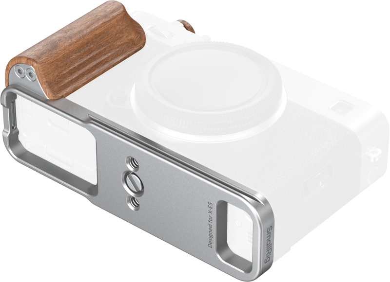 SmallRig 5984 L-Shaped Mount Plate with Wooden Handle for FUJIFILM X-E5 (Rosewood, Silver) - imagine 2