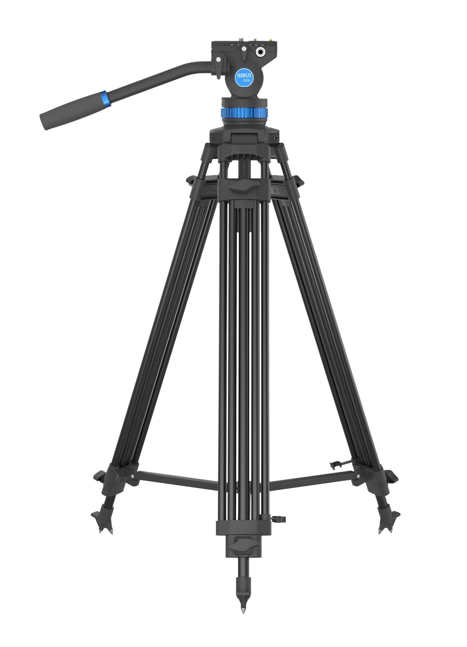 Sirui SH-25 Trepied Video cu Cap Fluid, Bol 75 mm, Inaltime 190 cm, Sarcina 10 kg, Picioare Aluminiu, Placute Manfrotto - imagine 2