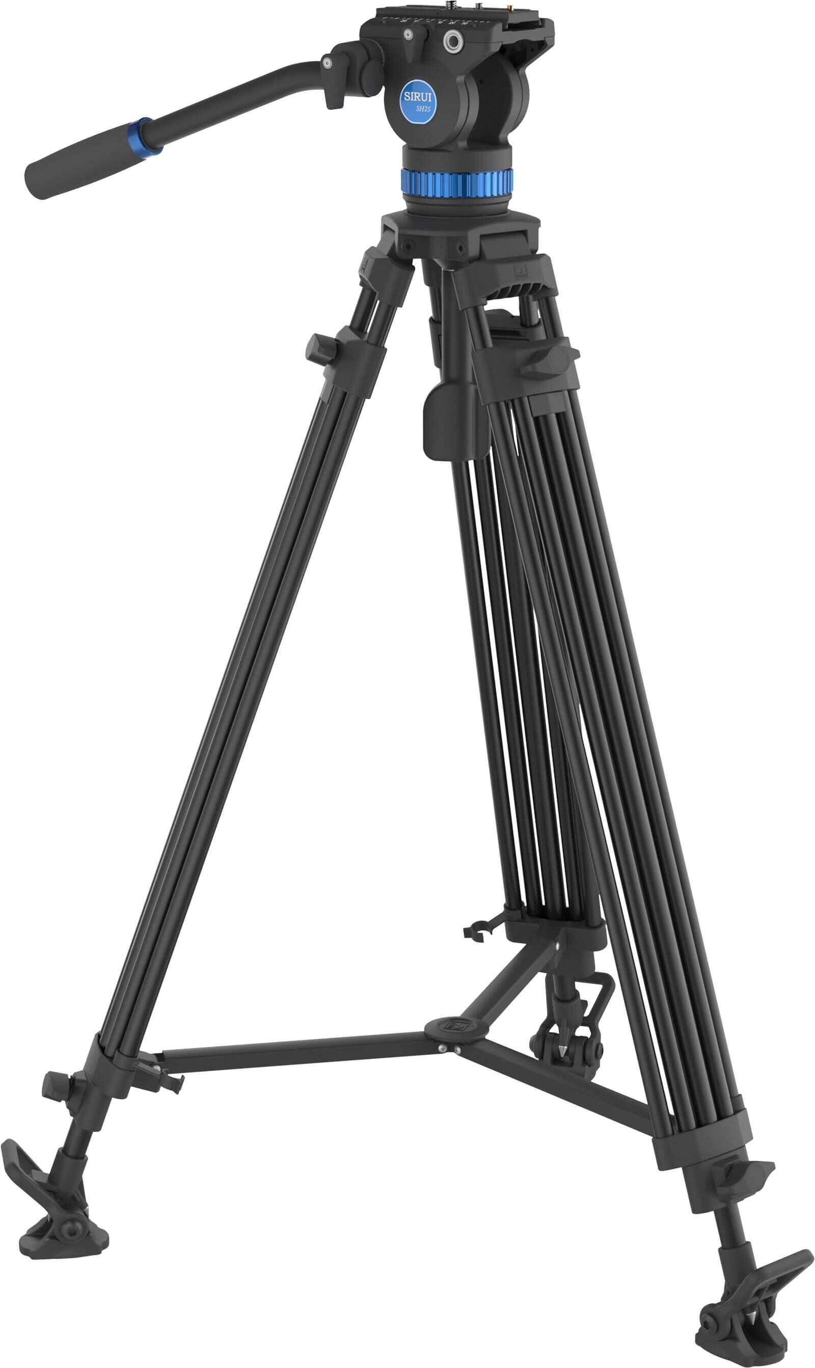 Sirui SH-25 Trepied Video cu Cap Fluid, Bol 75 mm, Inaltime 190 cm, Sarcina 10 kg, Picioare Aluminiu, Placute Manfrotto - imagine 3