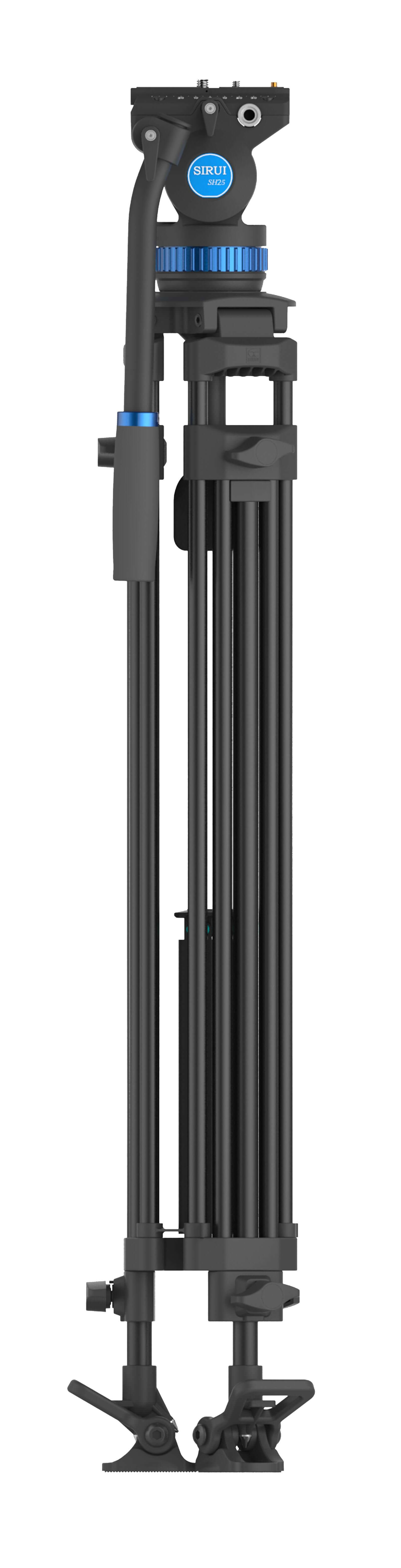 Sirui SH-25 Trepied Video cu Cap Fluid, Bol 75 mm, Inaltime 190 cm, Sarcina 10 kg, Picioare Aluminiu, Placute Manfrotto - imagine 5