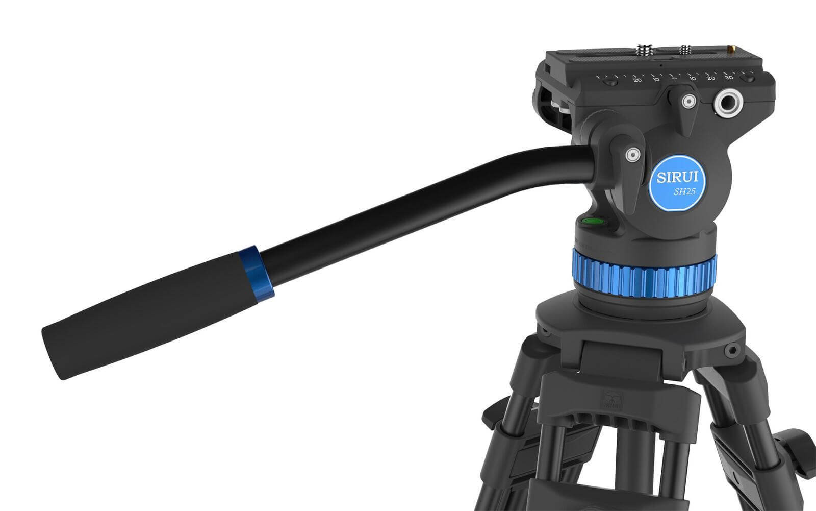 Sirui SH-25 Trepied Video cu Cap Fluid, Bol 75 mm, Inaltime 190 cm, Sarcina 10 kg, Picioare Aluminiu, Placute Manfrotto - imagine 8