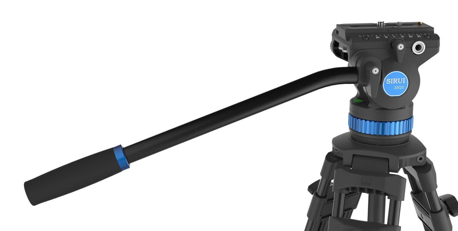 Sirui SH-25 Trepied Video cu Cap Fluid, Bol 75 mm, Inaltime 190 cm, Sarcina 10 kg, Picioare Aluminiu, Placute Manfrotto - imagine 9
