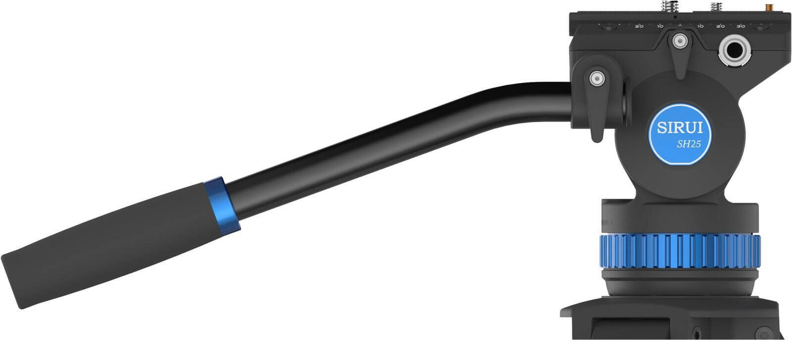 Sirui SH-25 Trepied Video cu Cap Fluid, Bol 75 mm, Inaltime 190 cm, Sarcina 10 kg, Picioare Aluminiu, Placute Manfrotto - imagine 10