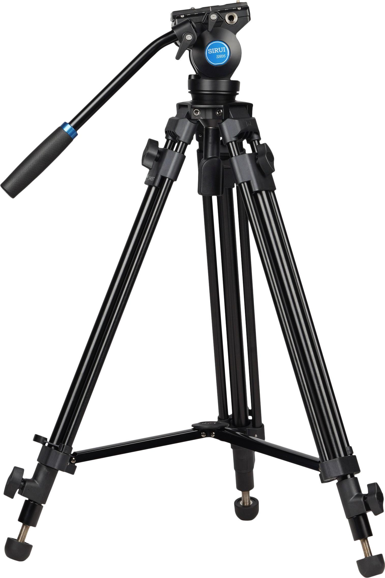 Sirui SH-05 Trepied Video cu Cap Fluid, Bol 60 mm, Inaltime 140 cm, Sarcina 6 kg, Aluminiu, Placute Manfrotto