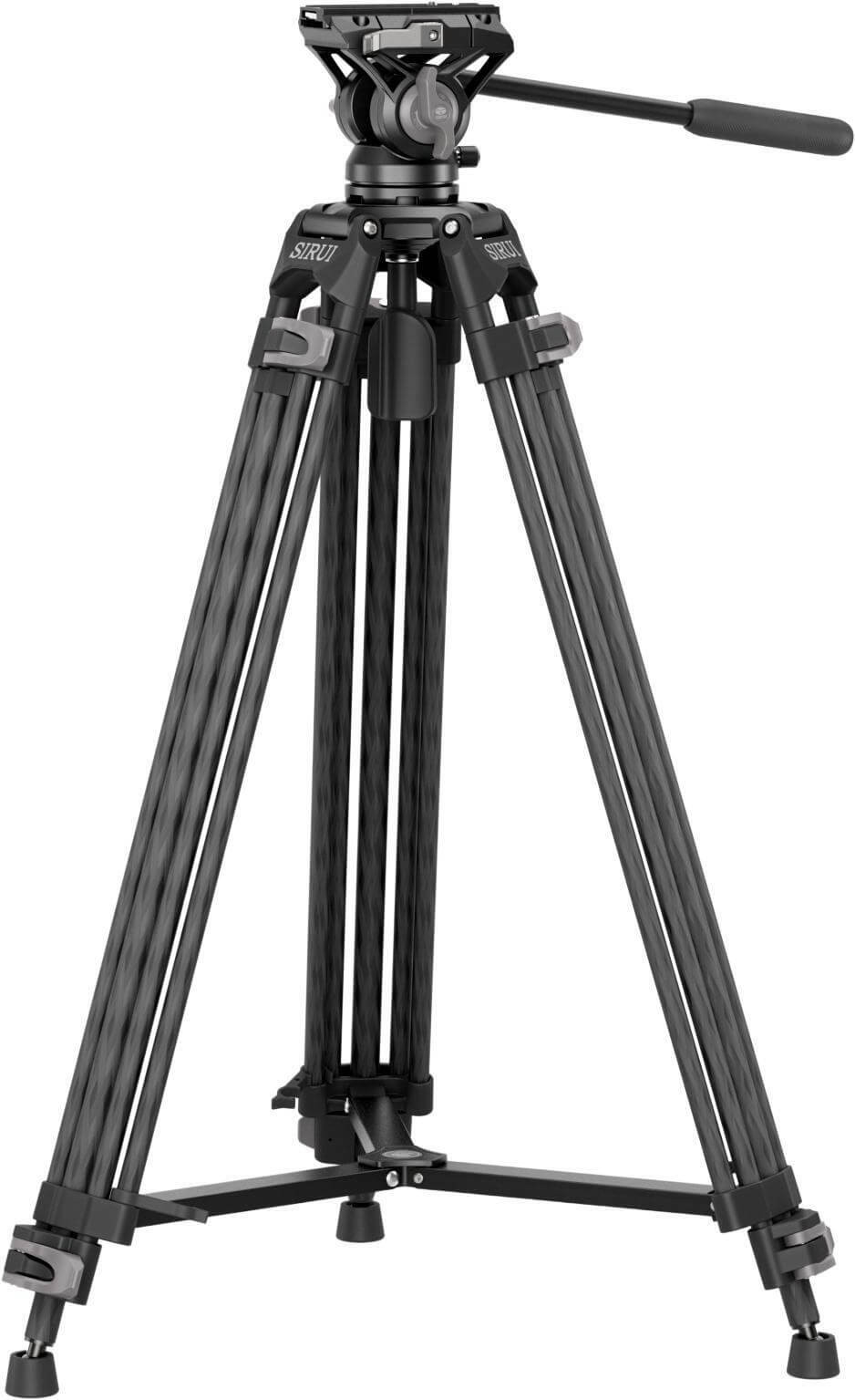 Sirui AVT-12 Trepied Video din Carbon cu Cap Fluid, Bol 75 mm, Inaltime 185 cm, Sarcina 10 kg, Placute Manfrotto si DJI RS - imagine 2