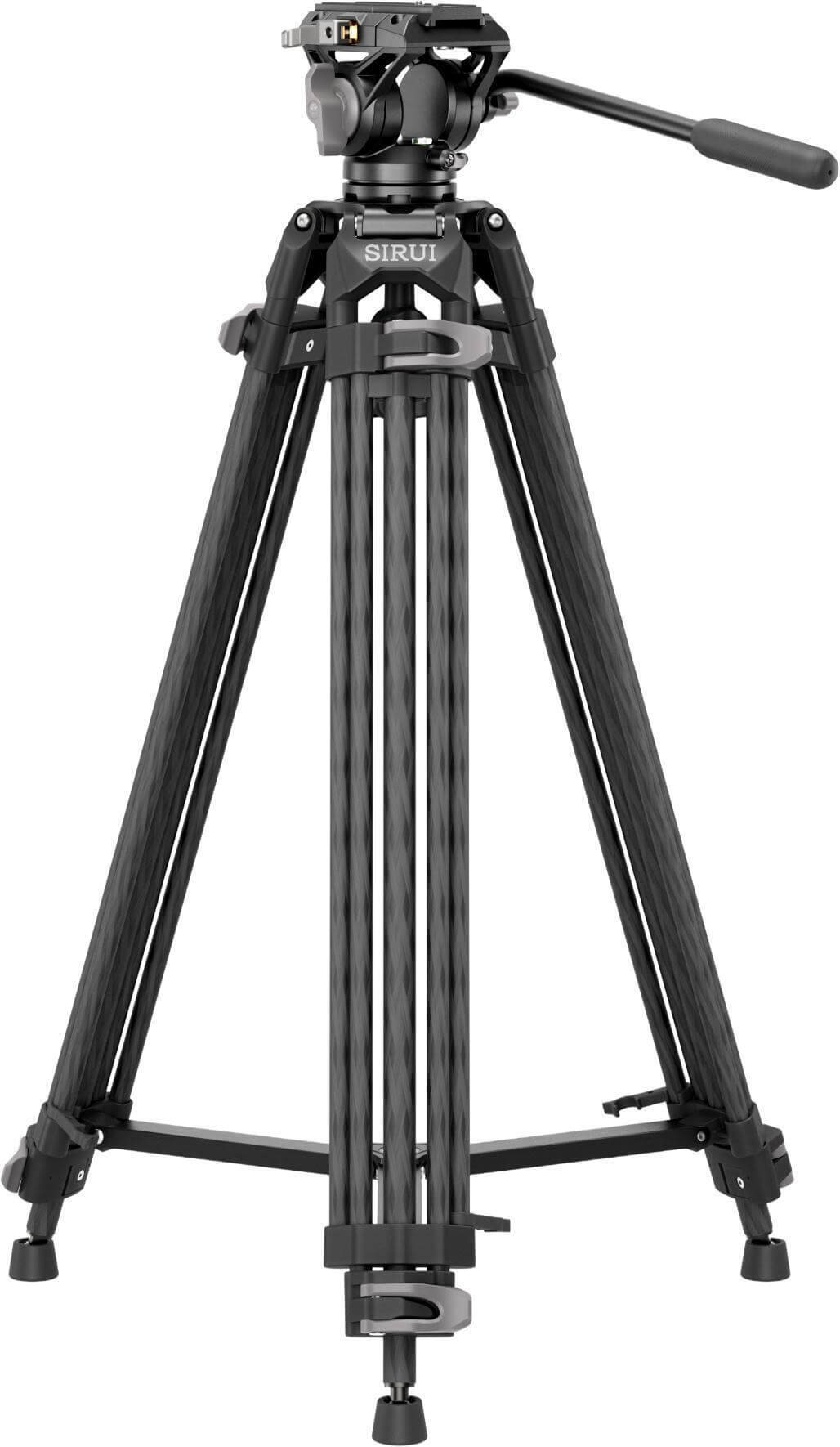 Sirui AVT-12 Trepied Video din Carbon cu Cap Fluid, Bol 75 mm, Inaltime 185 cm, Sarcina 10 kg, Placute Manfrotto si DJI RS - imagine 3