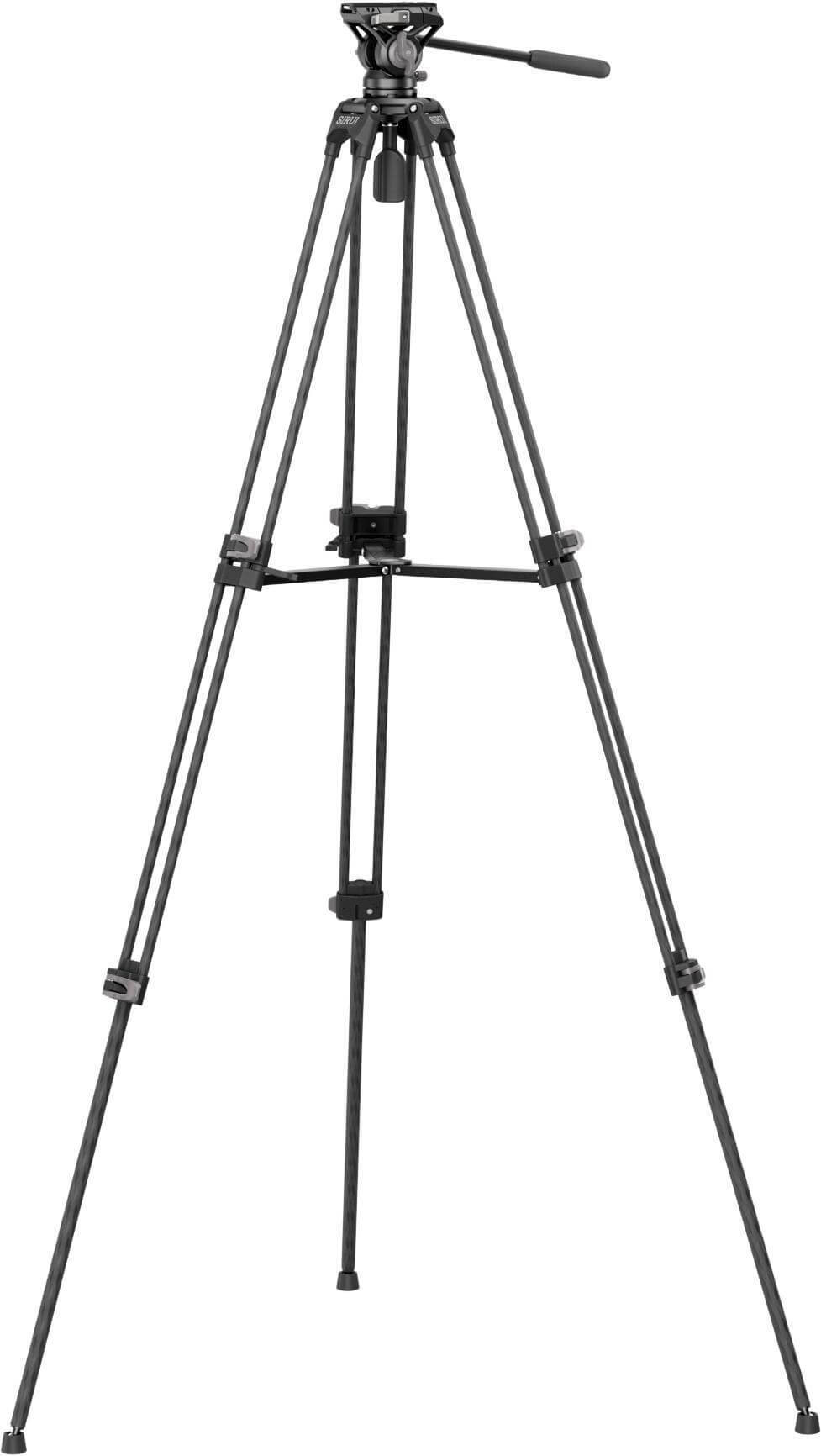 Sirui AVT-12 Trepied Video din Carbon cu Cap Fluid, Bol 75 mm, Inaltime 185 cm, Sarcina 10 kg, Placute Manfrotto si DJI RS - imagine 5