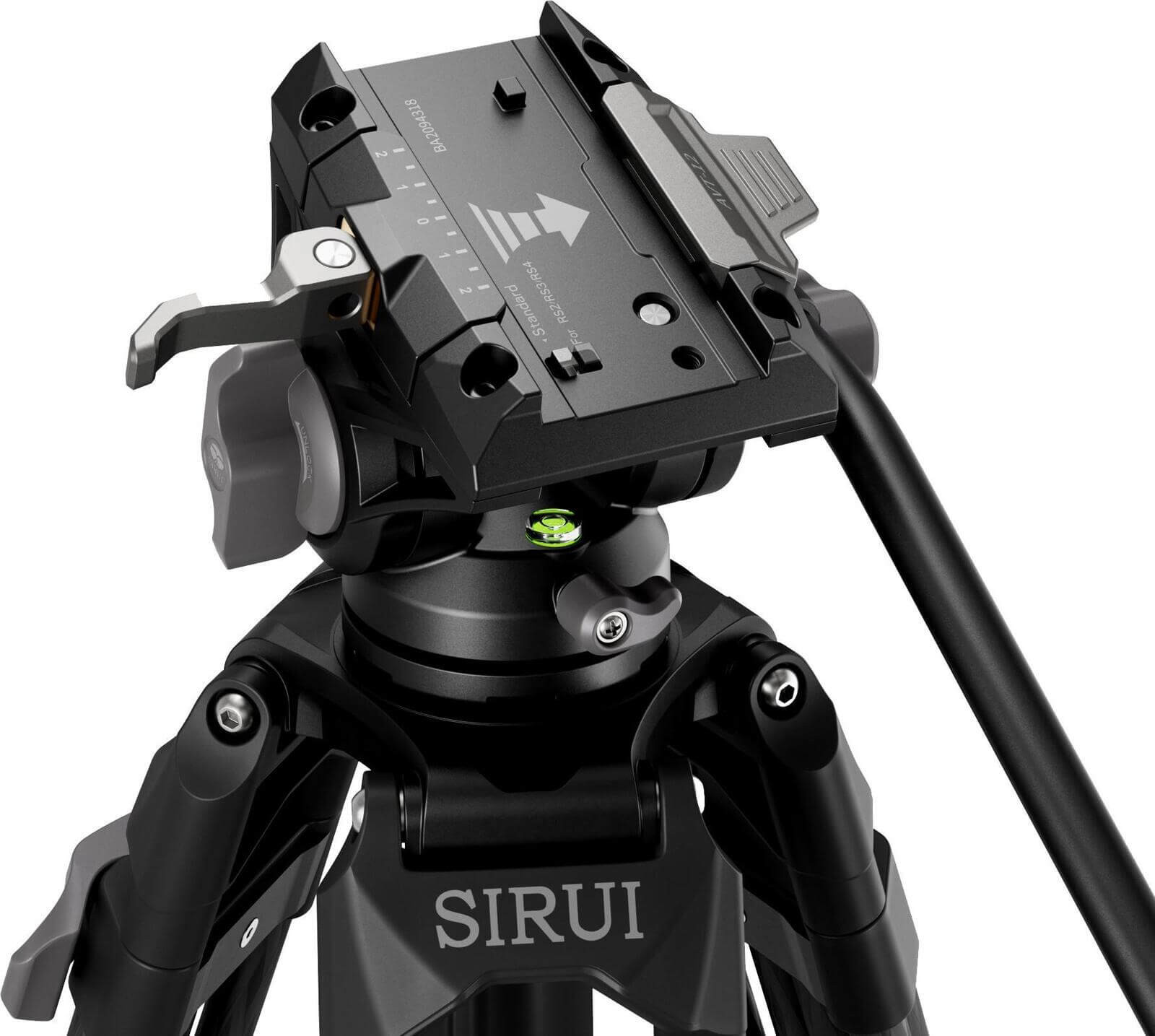 Sirui AVT-12 Trepied Video din Carbon cu Cap Fluid, Bol 75 mm, Inaltime 185 cm, Sarcina 10 kg, Placute Manfrotto si DJI RS - imagine 9