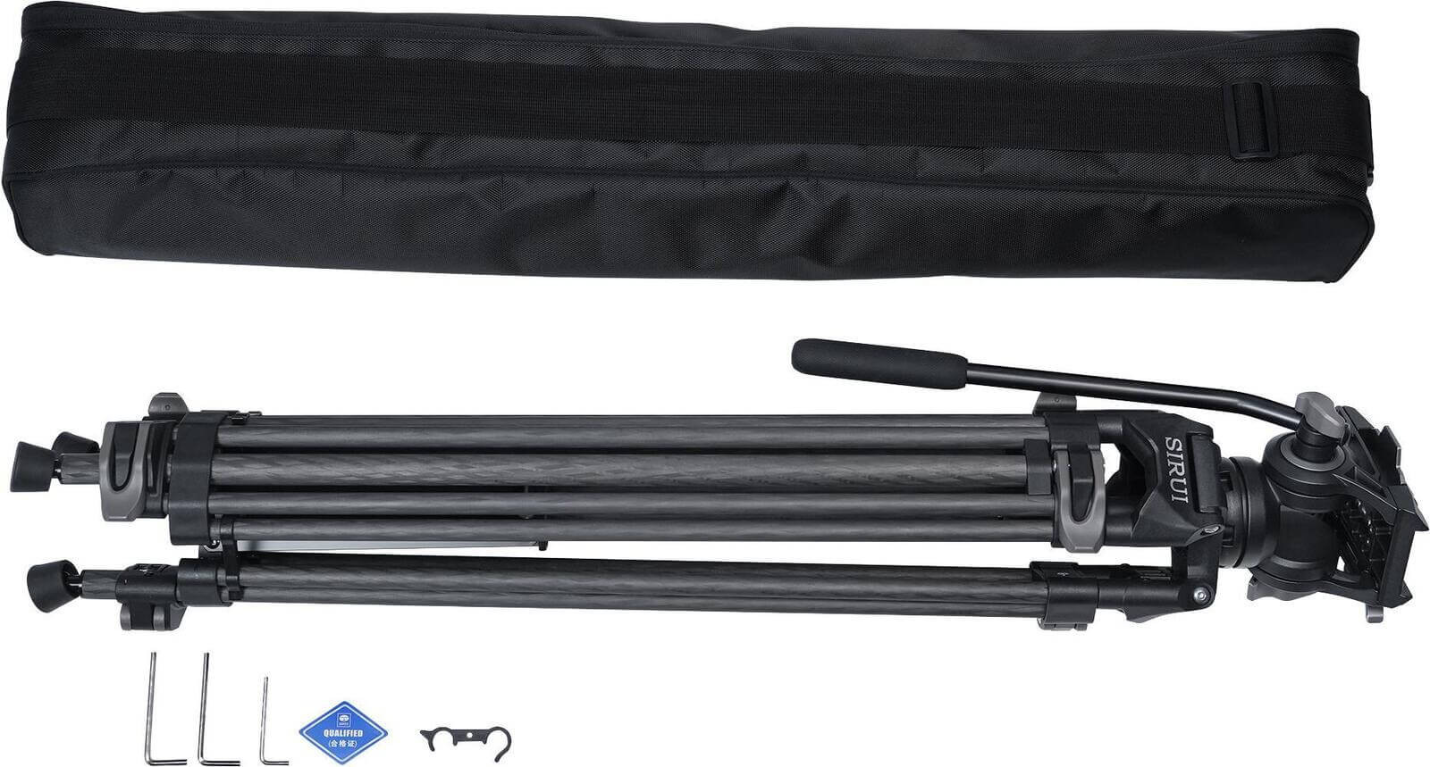 Sirui AVT-12 Trepied Video din Carbon cu Cap Fluid, Bol 75 mm, Inaltime 185 cm, Sarcina 10 kg, Placute Manfrotto si DJI RS - imagine 15