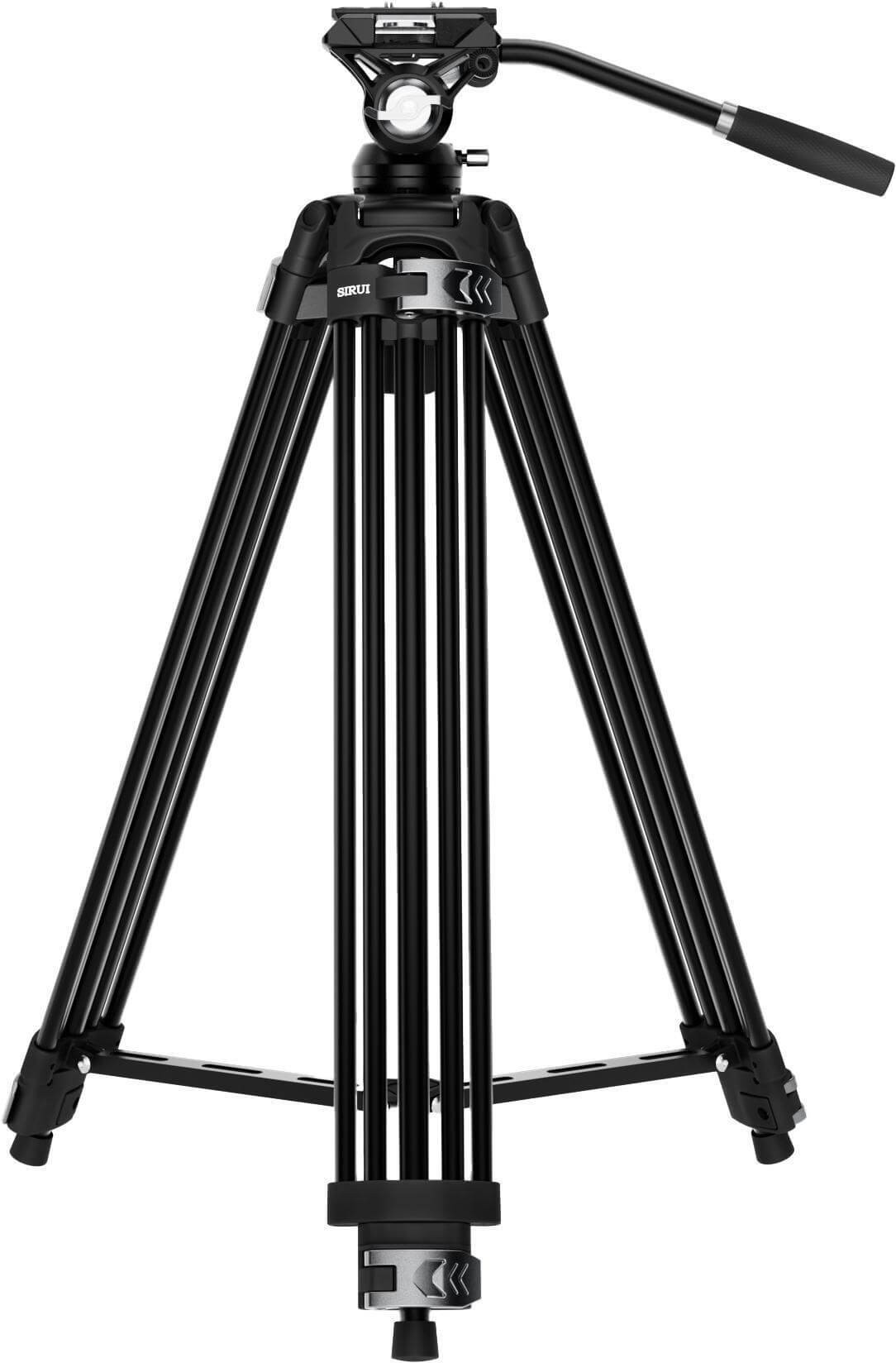 Sirui EL-VT01 Trepied Video cu Cap Fluid, Bol 75 mm, Inaltime 190 cm, Sarcina 10 kg, Aluminiu, Placute Manfrotto, Flip Lock - imagine 2