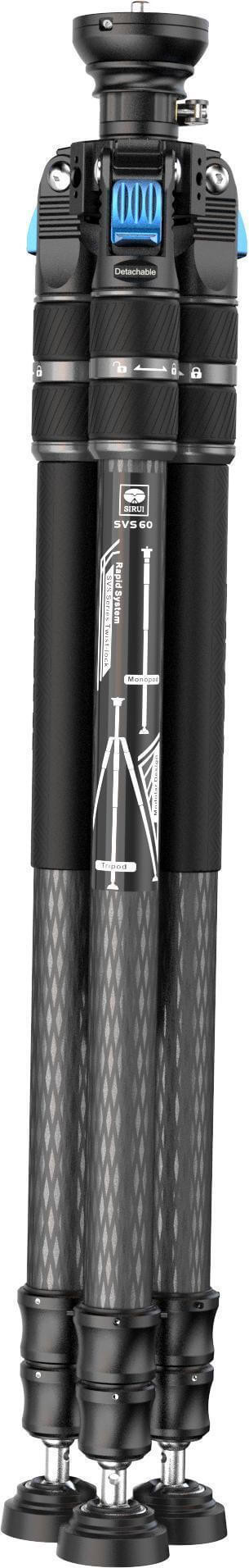 Sirui SVS60 Trepied Video Carbon, Reglaj One-Step, Monopod Integrat, Bol Nivelare +/- 15 grade, Inaltime 164 cm, Sarcina 8 kg - imagine 3