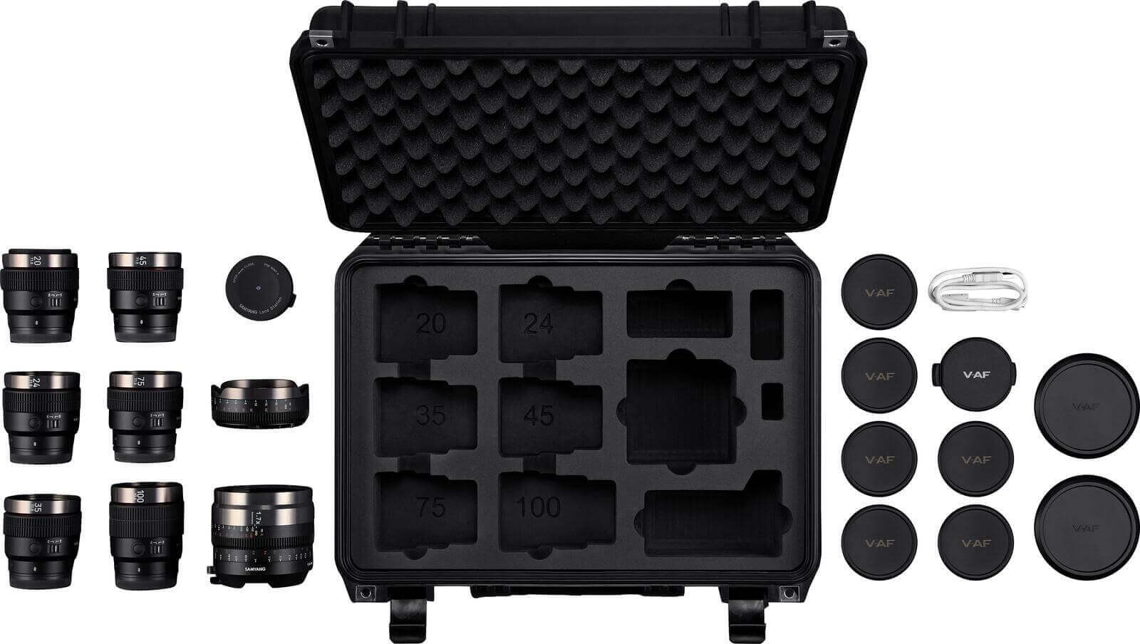 Samyang V-AF Full Kit Obiective Cinema pentru Sony E, 20mm-100mm, Adaptor Anamorfic, Adaptor Manual, Lens Station si Hardcase - imagine 9