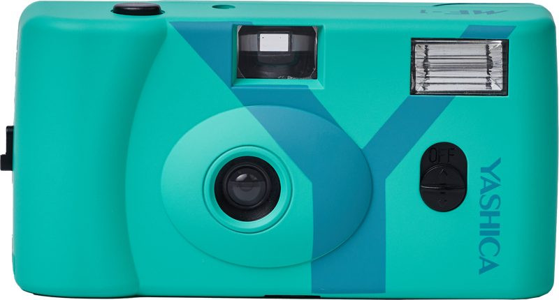 Yashica MF-1 Aparat Foto Film 35mm Snapshot Art, Obiectiv 31mm f/11, Blit Incorporat, Culoare Turquoise
