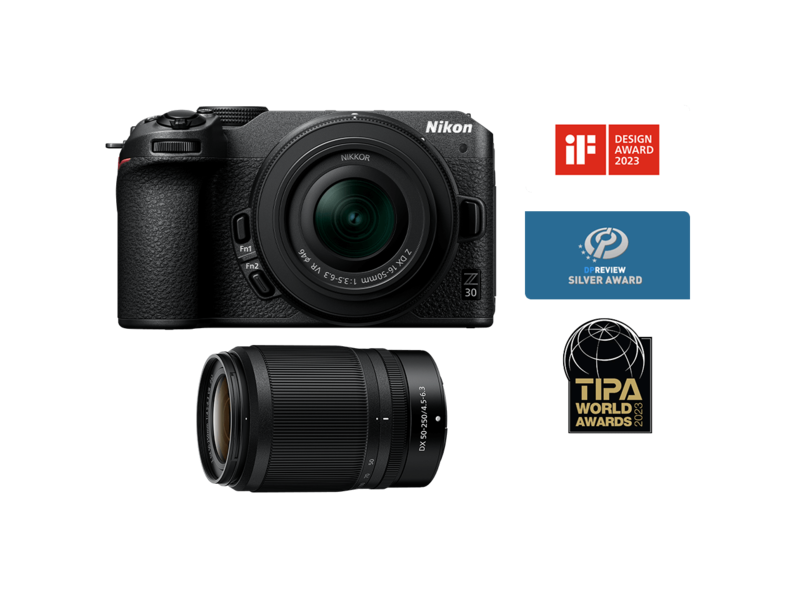 Nikon Z30 - Aparat Foto Nikon Mirrorless Vlog 20.9MP 4K | Dual Zoom Kit 16-50mm VR + 50-250mm VR