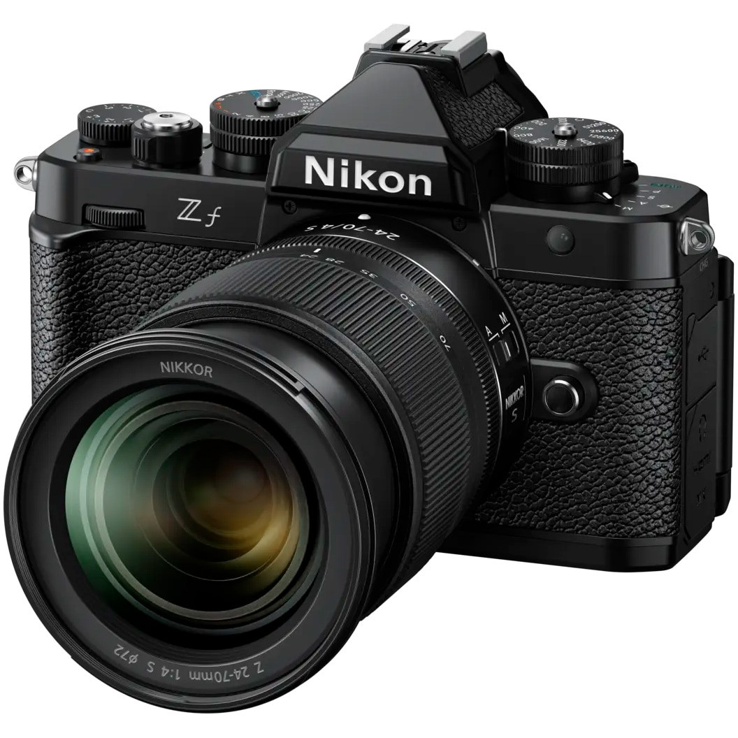 Nikon Zf + Obiectiv 24-70mm f/4 S Aparat Foto Mirrorless Full Frame 24.5MP, Design Retro, Video 4K, Stabilizare IBIS 8 Trepte