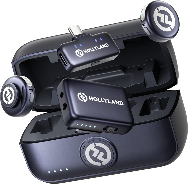 Hollyland LARK M3 Combo 2TX&2RX, Kit Microfoane Wireless, Transmitatoare 9g, Receptor Camera si USB-C, Raza 300m, MFi