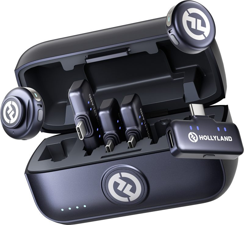 Hollyland Lark M3 Combo 2TX&4RX, Sistem Microfon Wireless, 2 Emitatoare, 4 Receptoare USB-C, Raza 300m, Audio 32-Bit Float