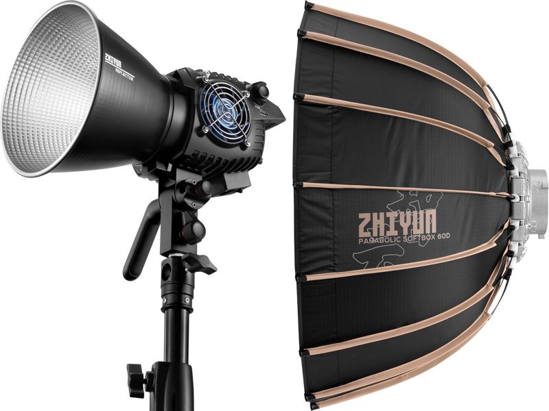Pachet Zhiyun Molus B100 Lampa LED COB, 100W Bicolor, 2700K-6500K, Montura Bowens + Softbox Parabolic 60cm