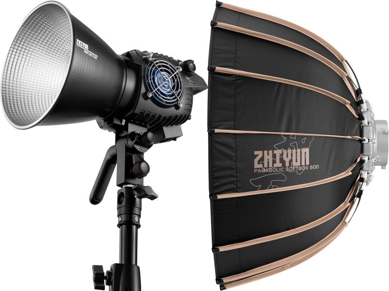 Pachet Zhiyun MOLUS B200 Lampa LED COB, 200W, Bicolor 2700K-6500K, Montura Bowens + Softbox Parabolic 60cm