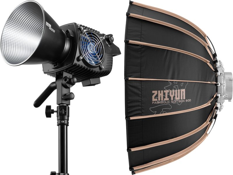 Zhiyun Molus B300 Lampa LED COB Bicolora, 300W, Montura Bowens, Softbox Parabolic 60cm, 2700K-6500K