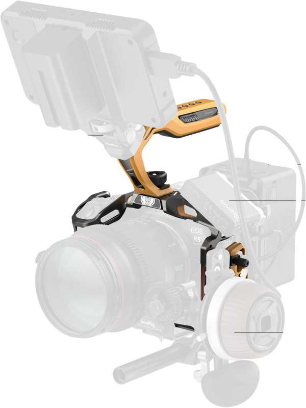 SmallRig 5608 "Black Mamba" Cage Kit for Canon EOS R5 Mark II (BumbleBee Edition) - imagine 4