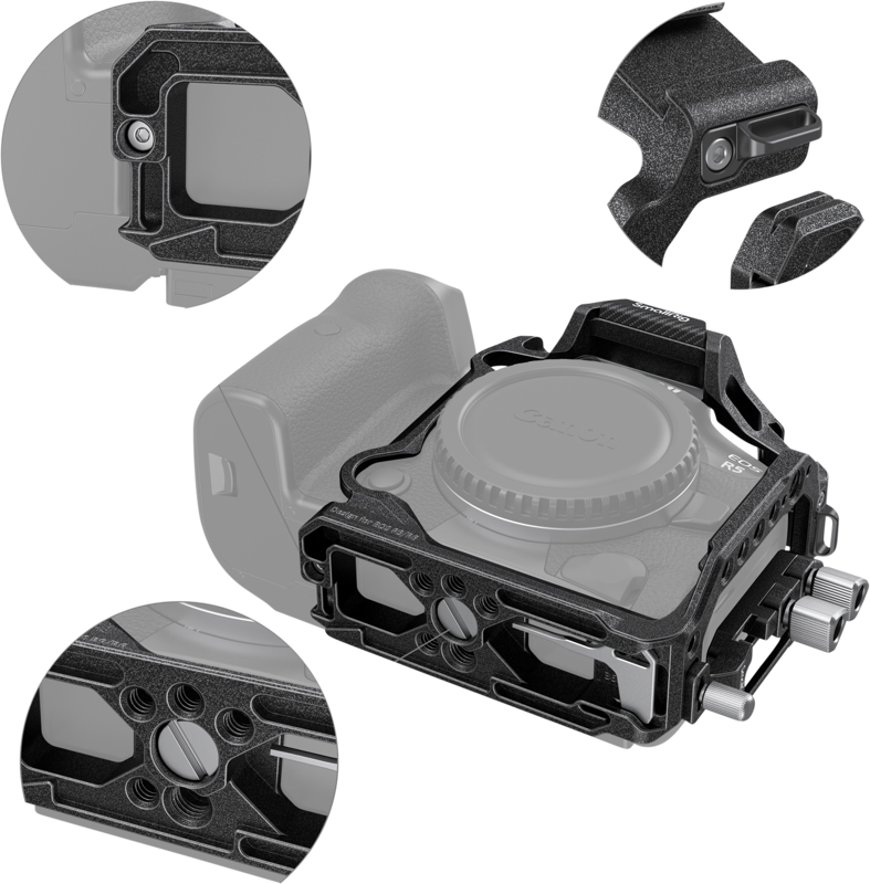 Carcasa camera foto video mirrorless, SmallRig 3656 Black Mamba Half Cage & Cable Clamp For Canon R5/R5 C & R6 - imagine 2