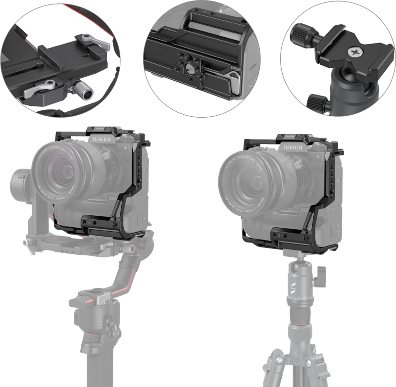 SmallRig 3933 Multifunctional Cage for Fujifilm X-H2S with FT-XH / VG-XH Battery Grip, Carcasa camera foto video mirrorless - imagine 3