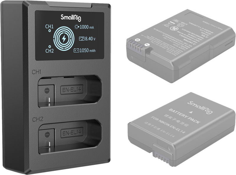 Incarcator dublu Nikon, SmallRig 4082 Battery Charger For EN-EL14 Batteries - imagine 2