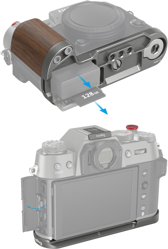 SmallRig 4736 Wooden L-Shape Grip for Fujifilm X-T50 Charcoal Silver, Grip din lemn camera camera foto mirrorless - imagine 4