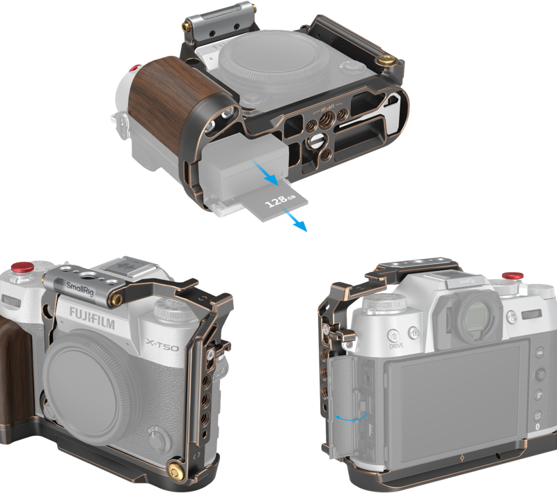 SmallRig 4714 Retro Cage for FUJIFILM X-T50, Carcasa camera foto video mirrorless - imagine 4
